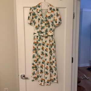 WeWoreWhat White Floral Midi Dress with Belt